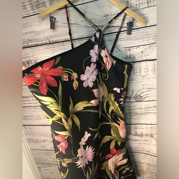 VENUS Black Asymmetrical Dress with Floral Accents 1X NWOT - Picture 4 of 14